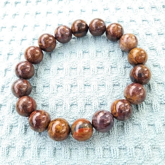 Natural Yellow Pietersite Beaded Stretch Bracelet. 6"-7" Fit. (151.00 ct) - Picture 2 of 3